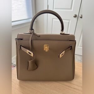Vault Label Taupe Leather Satchel